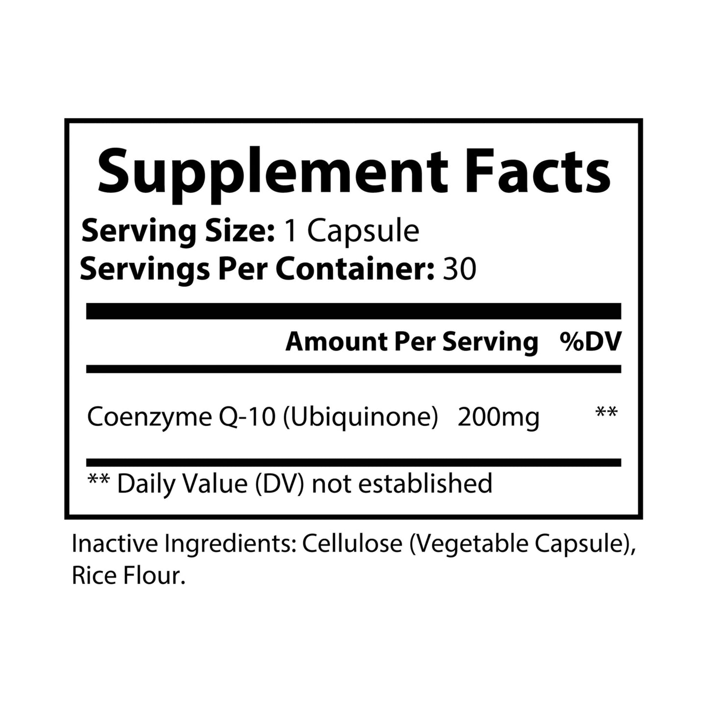 CoQ10 (Ubiquinone) Supplement - 30 Capsules for Antioxidant Support