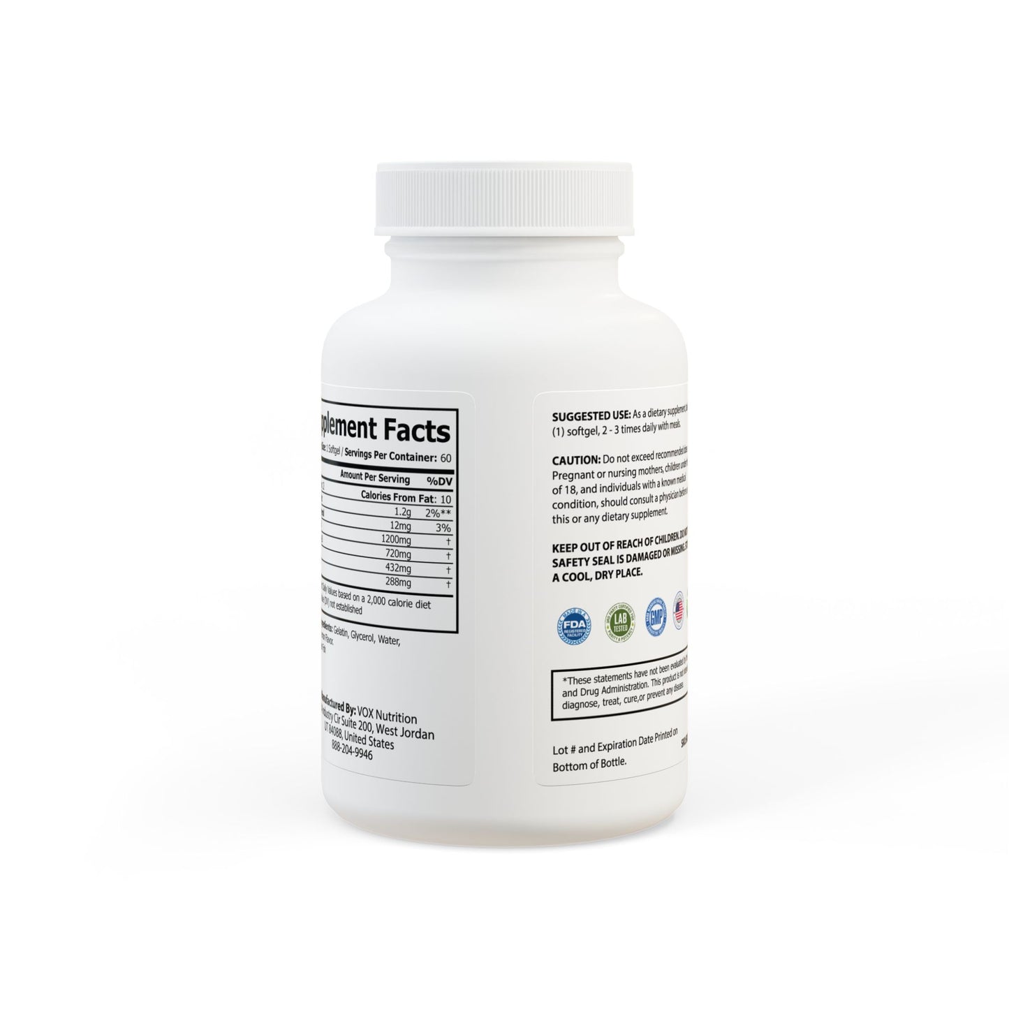 Omega-3 Fish Oil Supplement - 60 Softgels for Enhanced Recovery and Overall Health