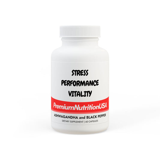 Premium Ashwagandha and Black Pepper Supplement - 60 Capsules for Stress Relief and Performance Enhancement