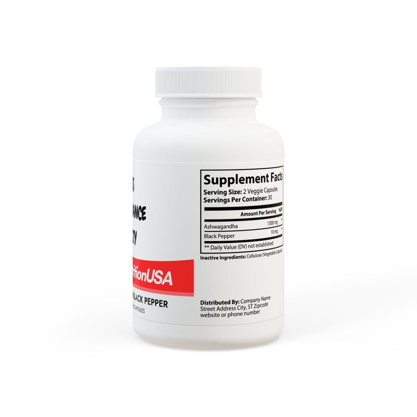 Premium Ashwagandha and Black Pepper Supplement - 60 Capsules for Stress Relief and Performance Enhancement