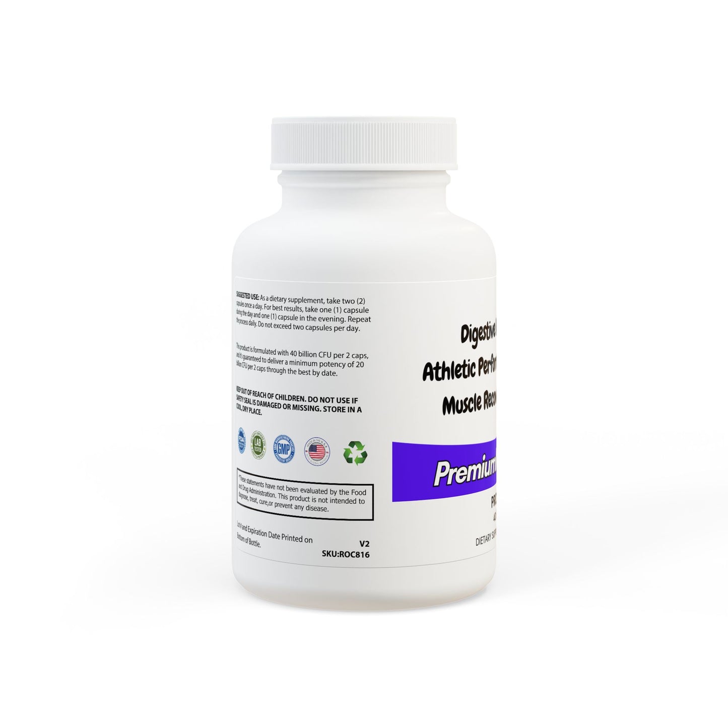Probiotics Supplement - 60 Capsules for Digestive Health and Athletic Performance