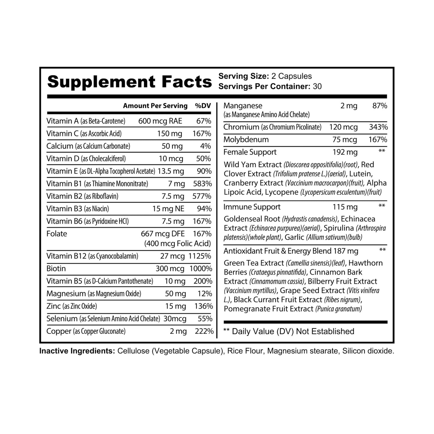 Premium Multivitamin for Women - 60 Capsules for Comprehensive Health Support