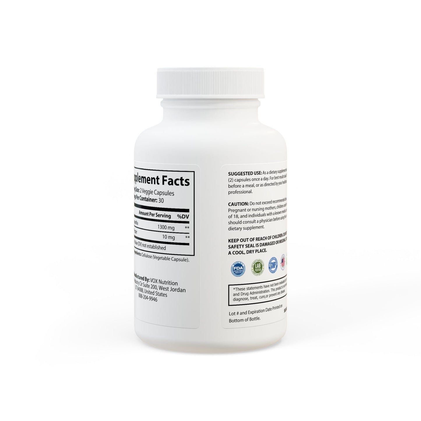 Premium Ashwagandha and Black Pepper Supplement - 60 Capsules for Stress Relief and Performance Enhancement