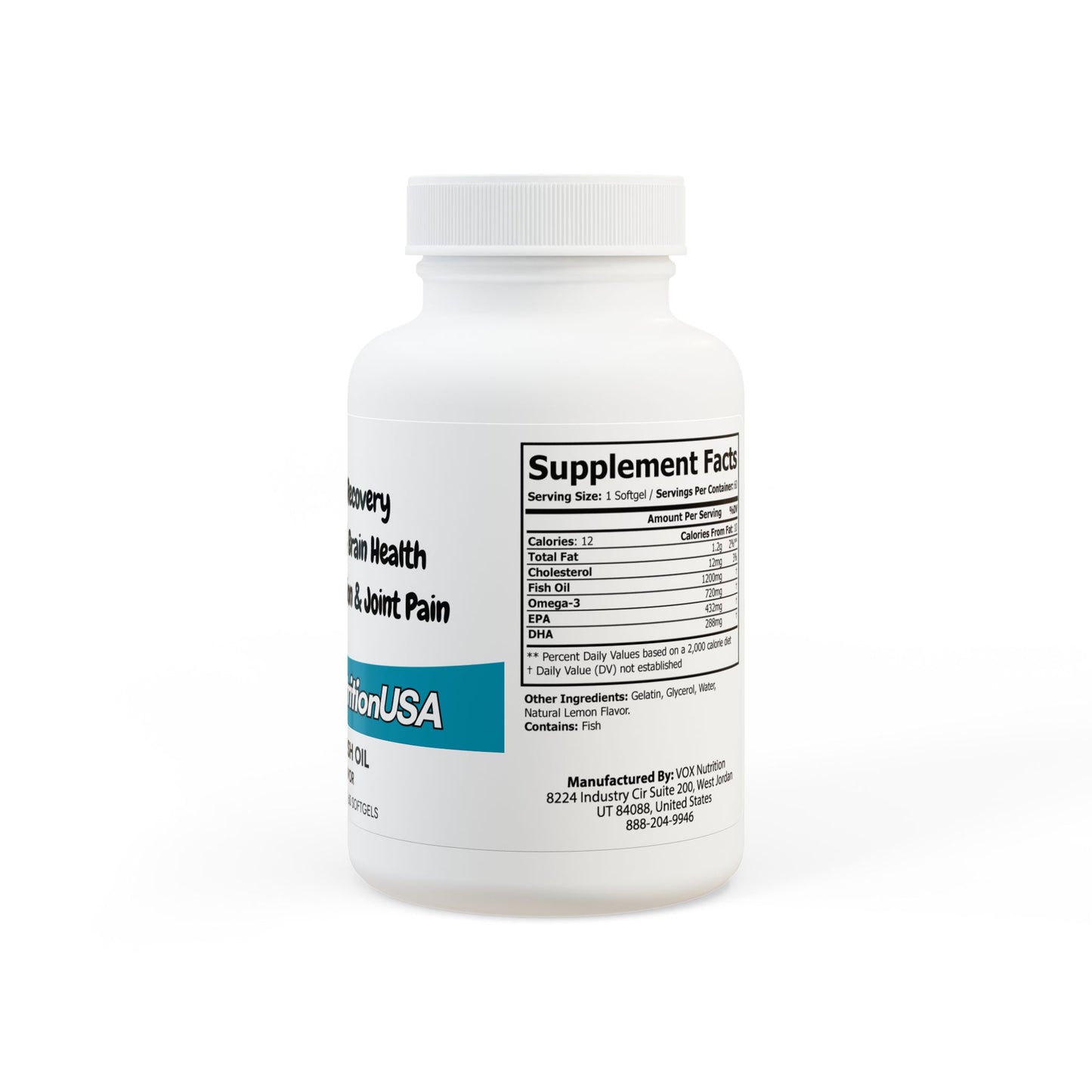 Omega-3 Fish Oil Supplement - 60 Softgels for Enhanced Recovery and Overall Health