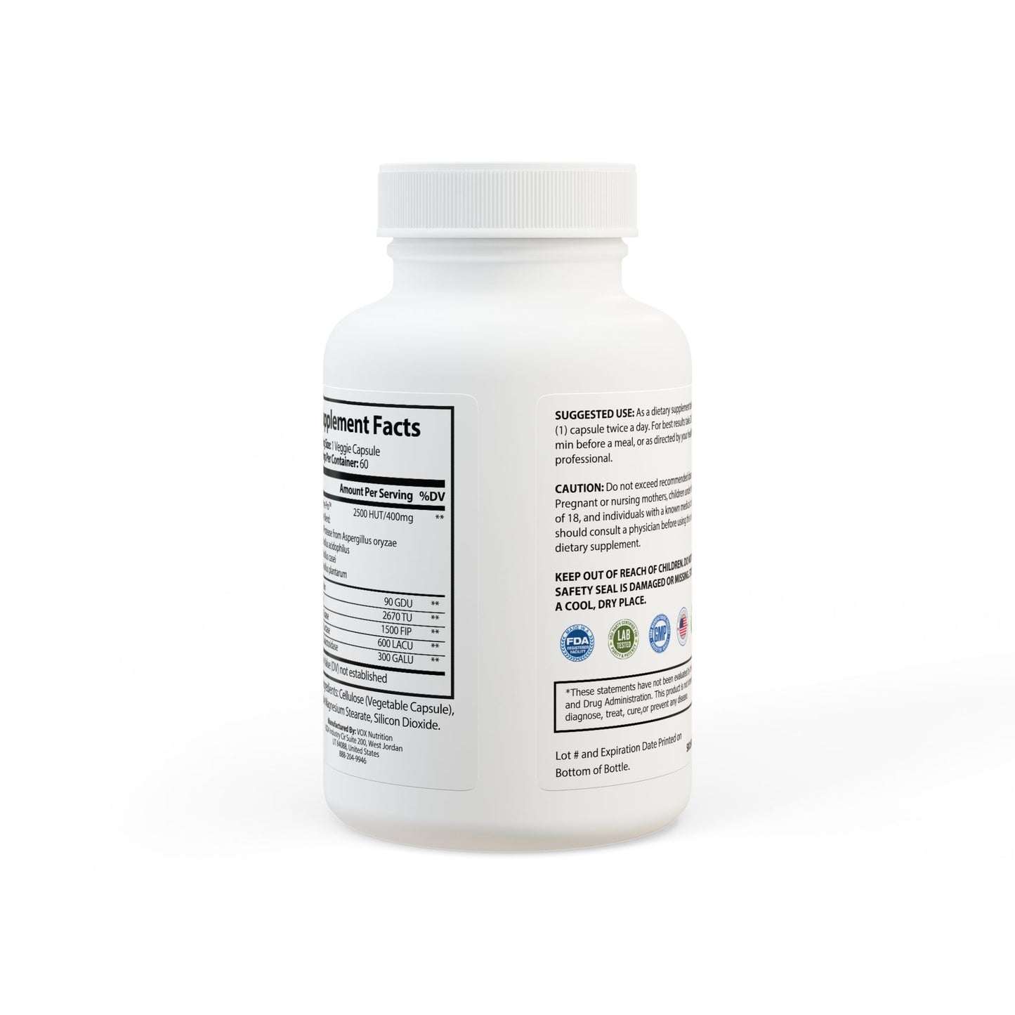 Premium Digestive Enzyme Blend Supplement - 60 Capsules for Optimal Digestion