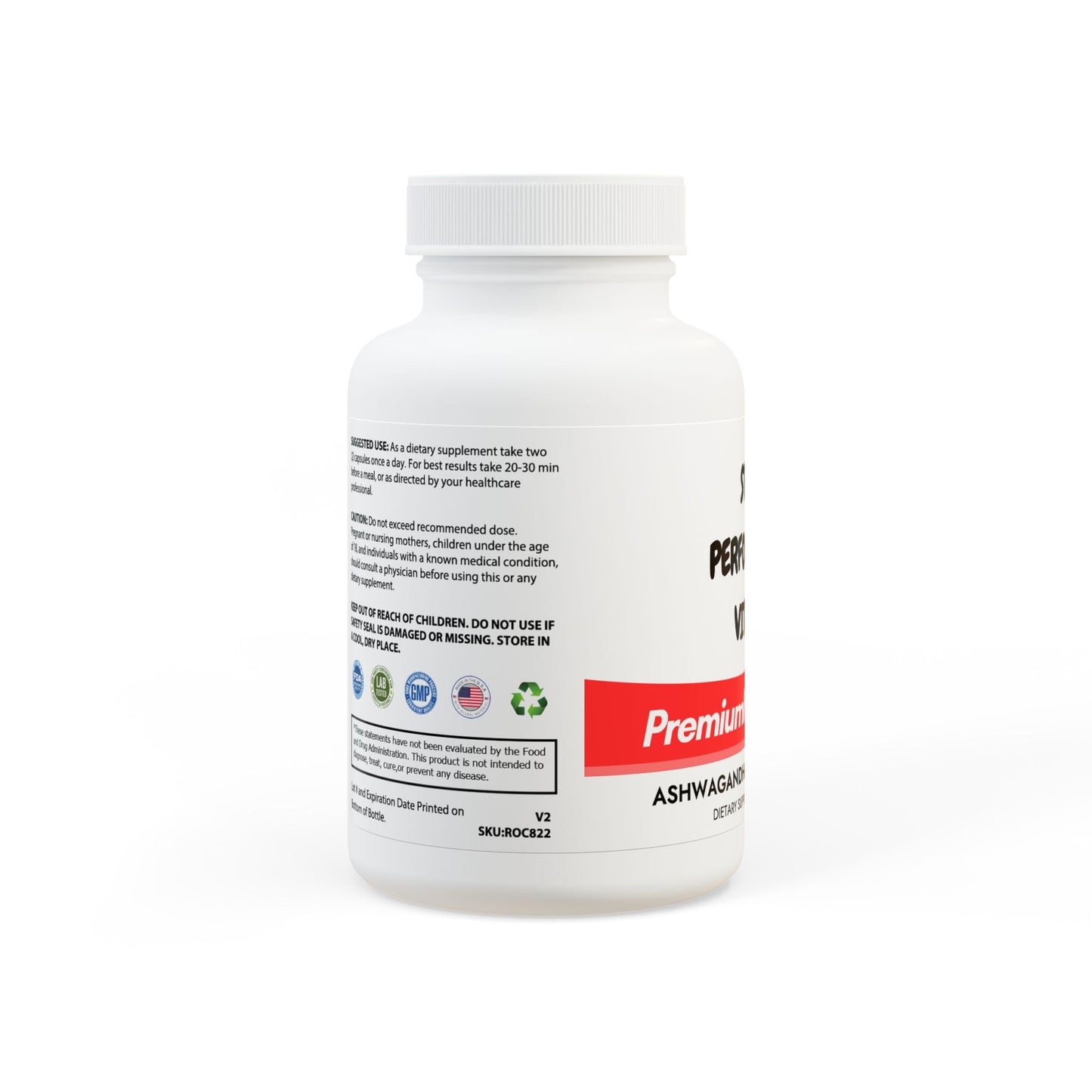 Premium Ashwagandha and Black Pepper Supplement - 60 Capsules for Stress Relief and Performance Enhancement